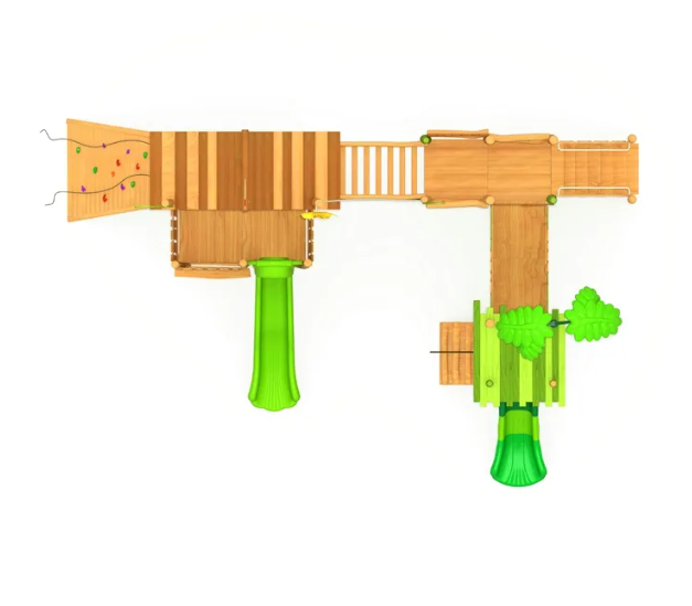 Cầu trượt liên hoàn gỗ LHGOKB16 Dochoikinhbac Giải trí siêu hấp dẫn từ khu vui chơi trẻ em