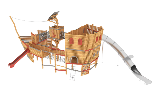 Cầu trượt liên hoàn gỗ LHGOKB25 Dochoikinhbac Giải trí siêu hấp dẫn từ khu vui chơi trẻ em