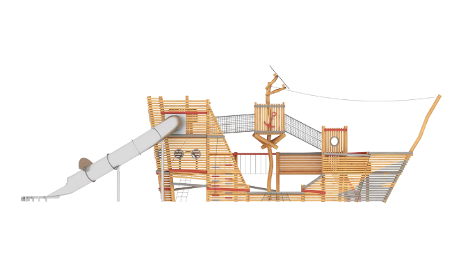 Cầu trượt liên hoàn gỗ LHGOKB25 Dochoikinhbac Giải trí siêu hấp dẫn từ khu vui chơi trẻ em
