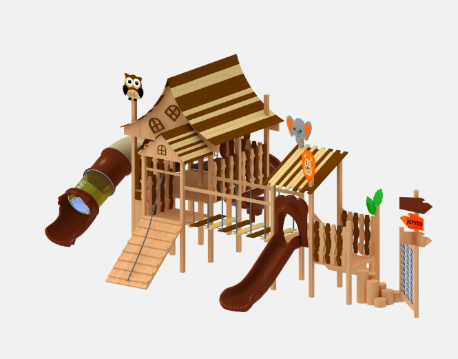 Cầu trượt liên hoàn gỗ LHGOKB26 Dochoikinhbac Giải trí siêu hấp dẫn từ khu vui chơi trẻ em