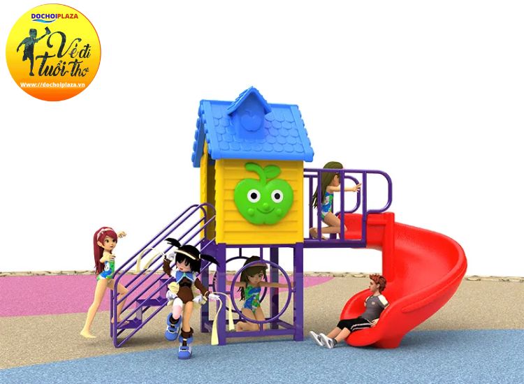 Bộ liên hoàn cầu trượt đa năng: Tích hợp xích đu, leo núi, cầu thăng bằng