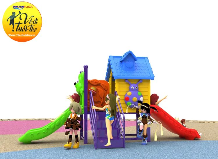 Bộ liên hoàn cầu trượt đa năng: Tích hợp xích đu, leo núi, cầu thăng bằng