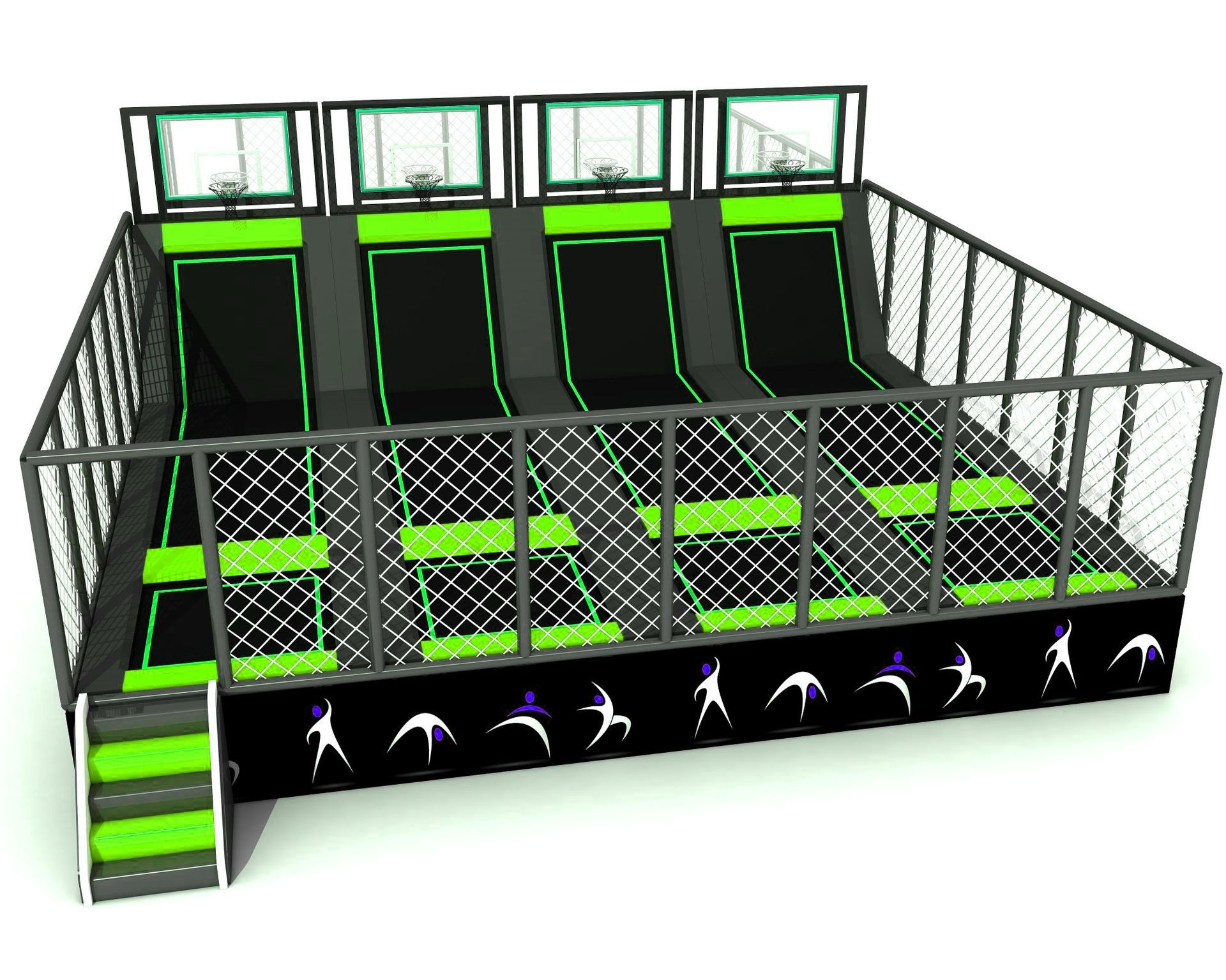 Công viên bạt nhún KVCTP0152 - Trampoline park Sàn nhún nhảy Model Trampoline Kinh Bắc