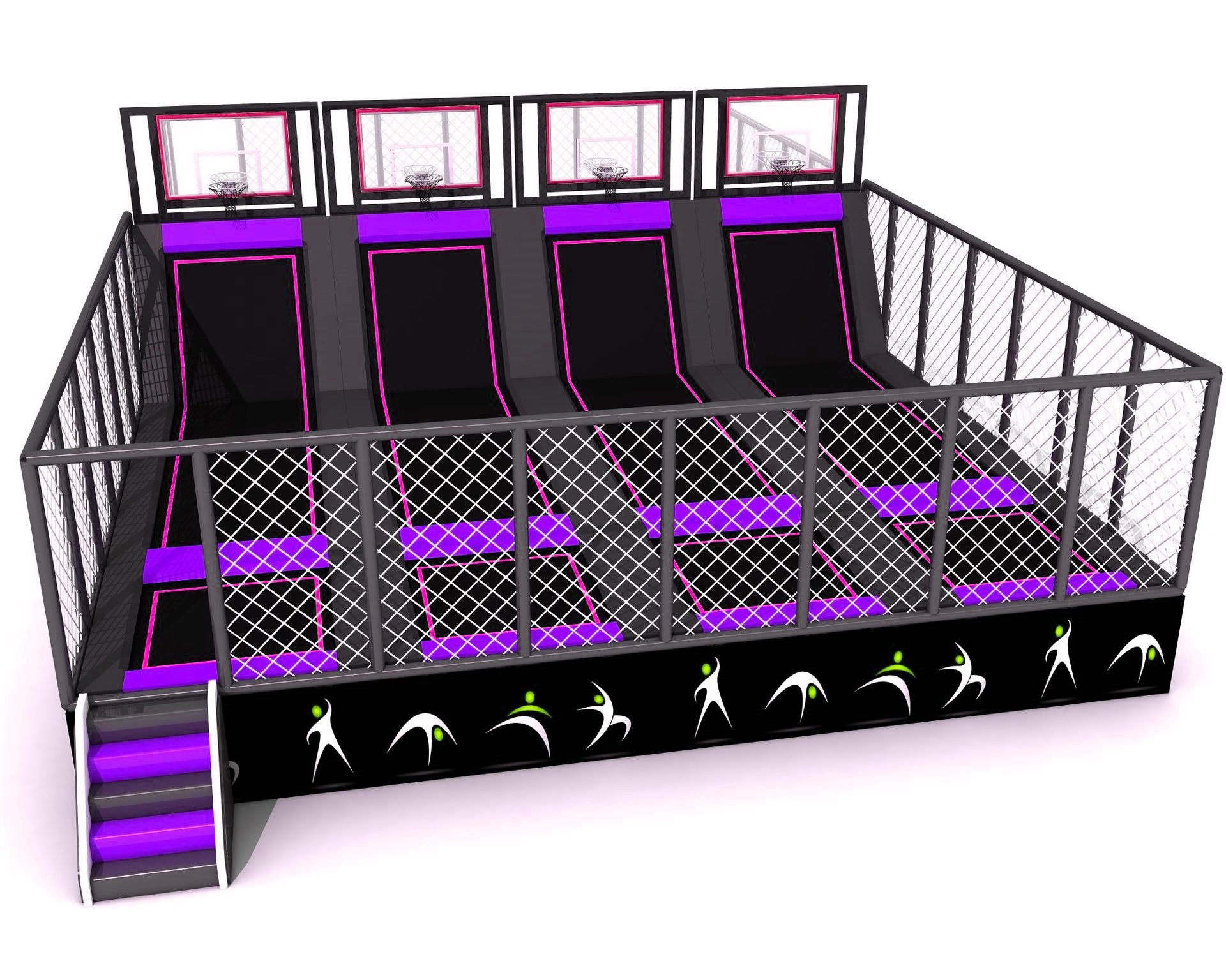 Công viên bạt nhún KVCTP0152 - Trampoline park Sàn nhún nhảy Model Trampoline Kinh Bắc