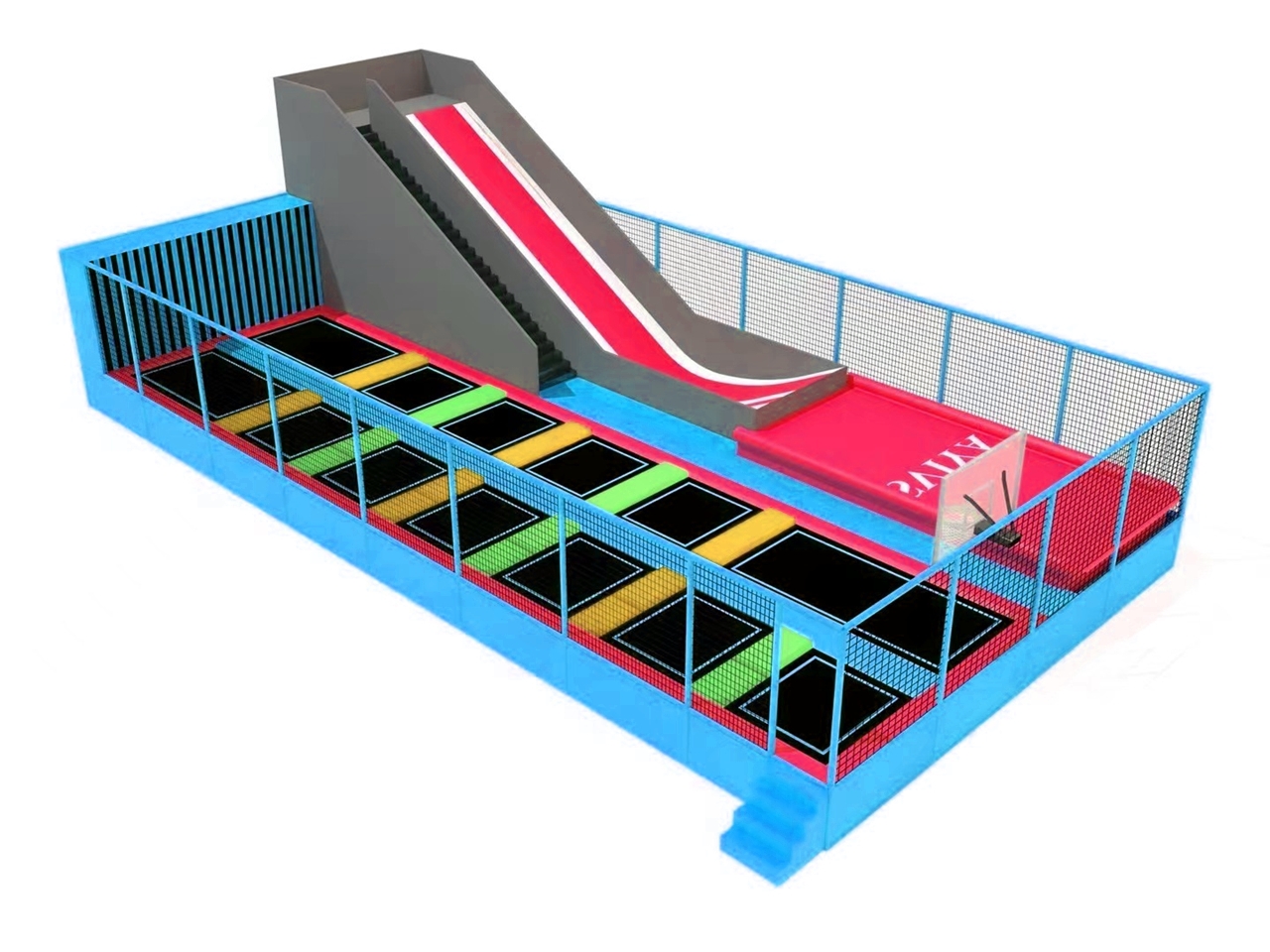 Khu nhào lộn KVCTP1519- Trampoline jum arena - Đấu trường công viên bạt nhún bay cao hấp dẫn