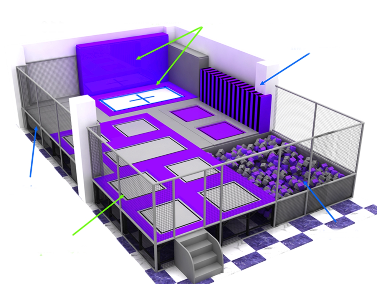 Khu nhún nhảy KVCTP0174- Trampoline arena - Đấu trường công viên nhún nhảy