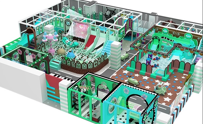 Indoor playground KVCTE3544- Thiết kế 3D khu vui chơi giải trí liên hoàn nhà bóng trong nhà