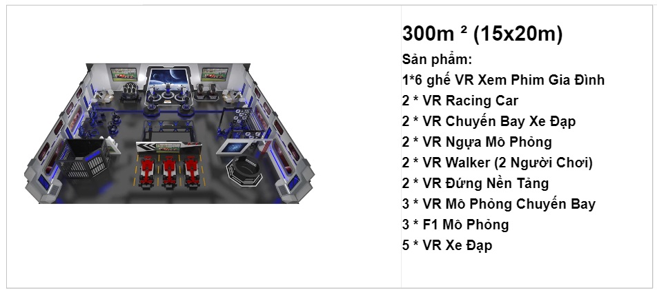 Khu Game VR - KVCGE1007 - 300 m2 Công viên game giải trí VR thực tế ảo  - Game thùng siêu thị giải trí VR