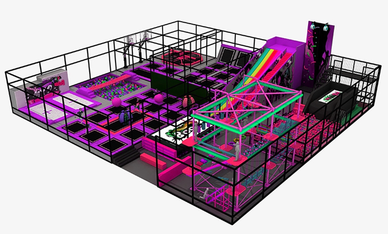 Đấu trường bạt nhún KVCTP9008- Trampoline park rộng lớn chuẩn quốc tế - Công viên bạt nhún vôi nhộn