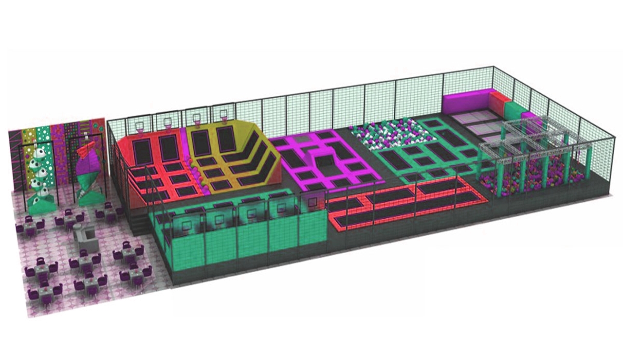 Đấu trường bạt nhún KVCTP9007- Trampoline park rộng lớn chuẩn quốc tế - Công viên bạt nhún vôi nhộn