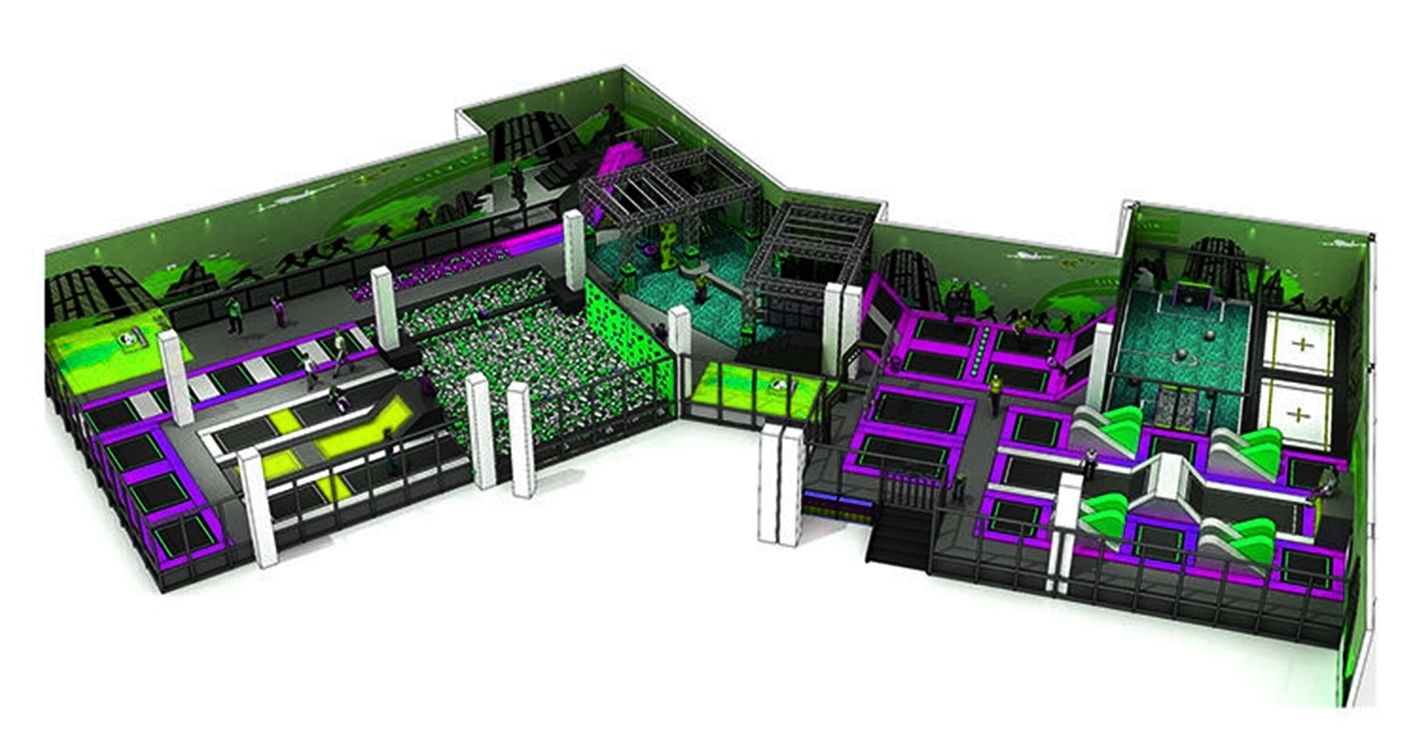 Khu Trampoline Arena KVCTP9004- Đấu trường nhào lộn nhún nhảy chuẩn quốc tế - Công viên bạt nhún