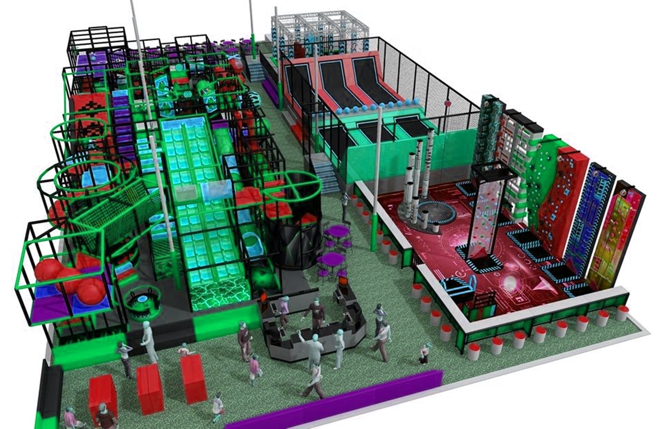 Đấu trường bạt nhún KVCTP9014- Trampoline park rộng lớn chuẩn quốc tế - Công viên bạt nhún vôi nhộn