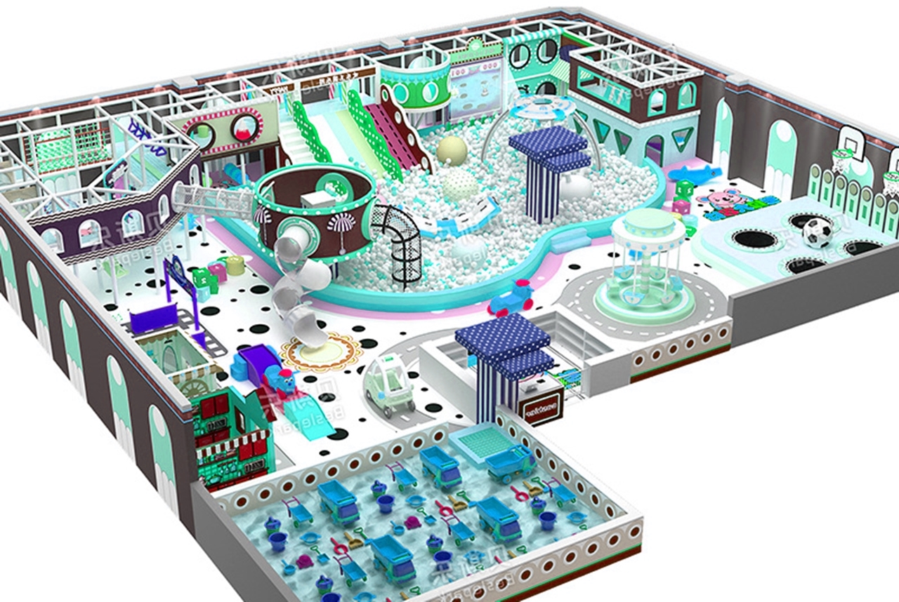 Indoor playground KVCTE3549- Thiết kế 3D khu vui chơi giải trí liên hoàn nhà bóng trong nhà