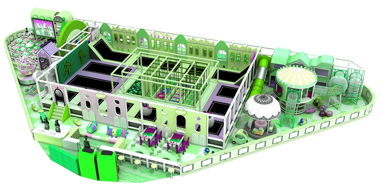 Khu vui chơi KVCTE3554- Thiết kế 3D khu vui chơi giải trí liên hoàn nhà bóng trong nhà