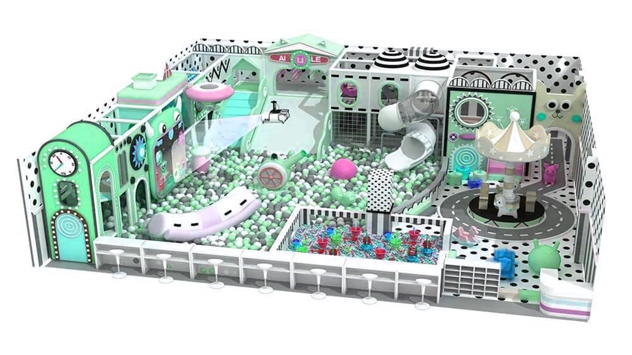 Đầu tư khu vui chơi KVCTE13147- Nhà bóng liên hoàn cầu trượt giải trí trong nhà - Indoor PlayGround