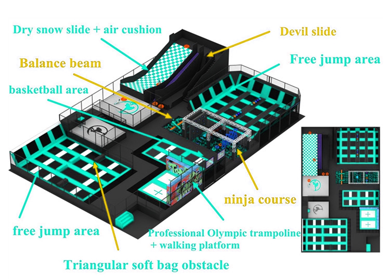 Khu Trampoline Arena KVCTP9003- Đấu trường nhào lộn nhún nhảy chuẩn quốc tế - Công viên bạt nhún