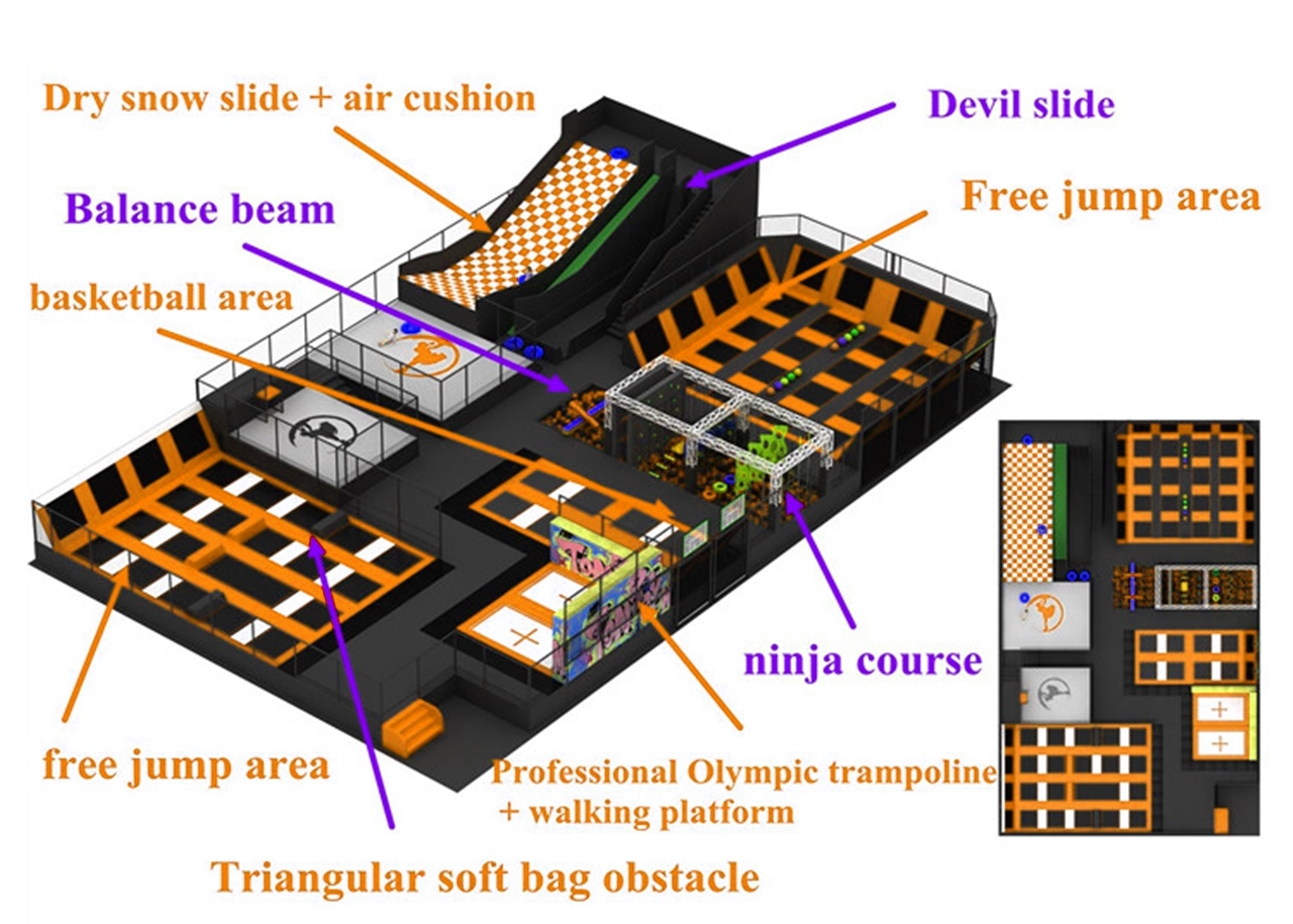 Khu Trampoline Arena KVCTP9003- Đấu trường nhào lộn nhún nhảy chuẩn quốc tế - Công viên bạt nhún