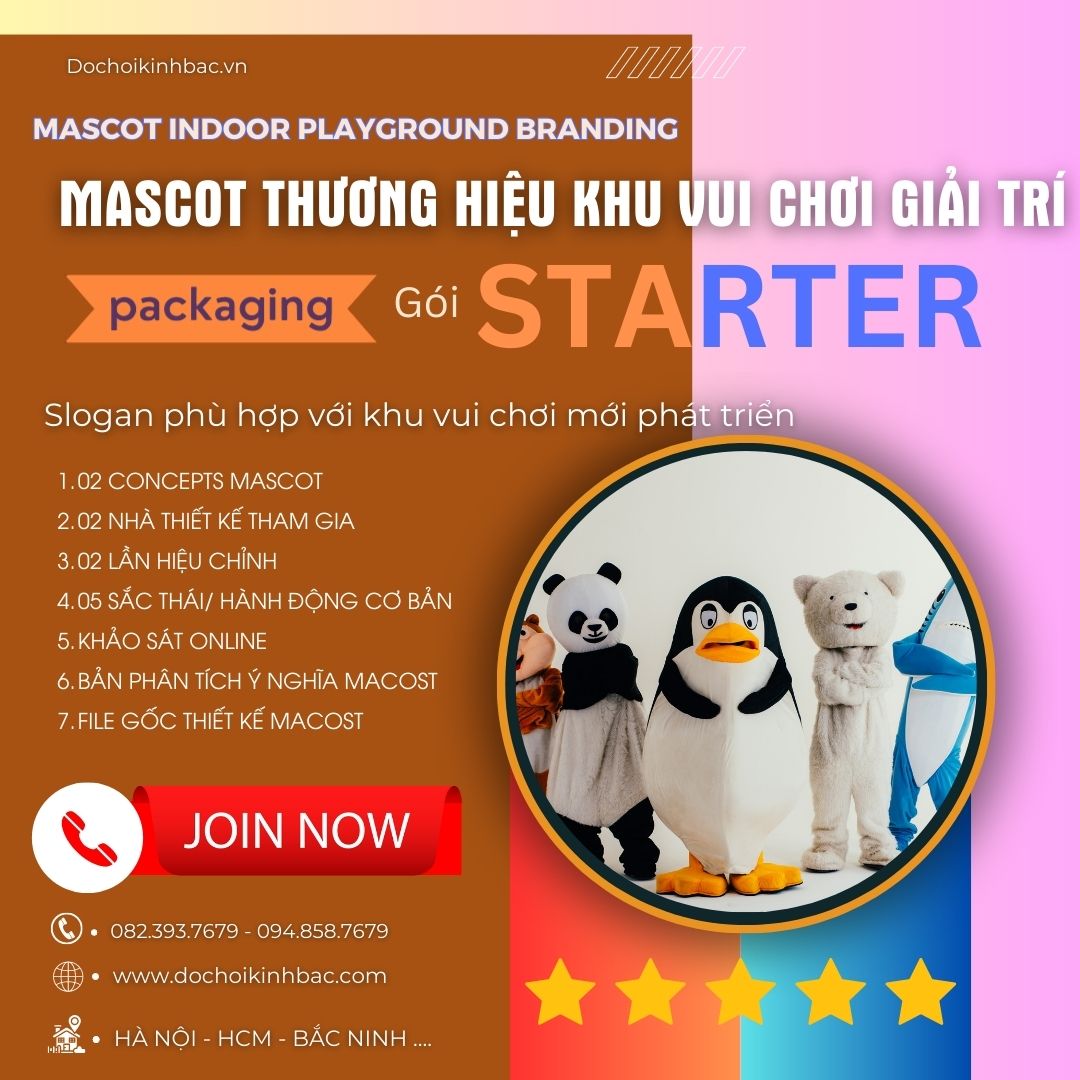 Mascot Linh vật đại diện khu vui chơi PRO MASCOT - Phù hợp khu vui chơi chơi vừa, thương hiệu lớn