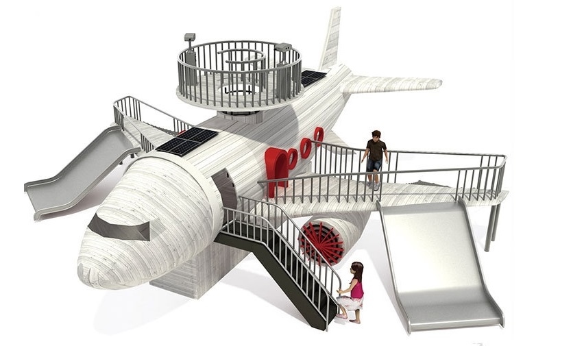 Báo giá Bộ vận động leo núi cầu trượt máy bay siêu to khổng lồ công viên vui chơi ngoài trời- Model KLHCV0111