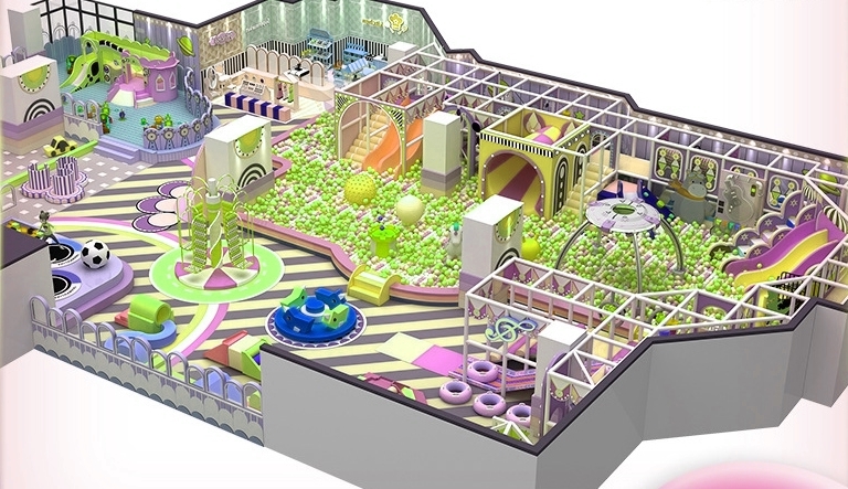 Indoor playground KVCTE3550- Thiết kế 3D khu vui chơi giải trí liên hoàn nhà bóng trong nhà