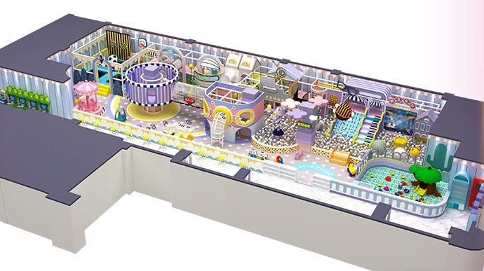 Thiết kế 3D KVCTE13106- Khu vui chơi liên hoàn cầu trượt nhà bóng - Indoor PlayGround