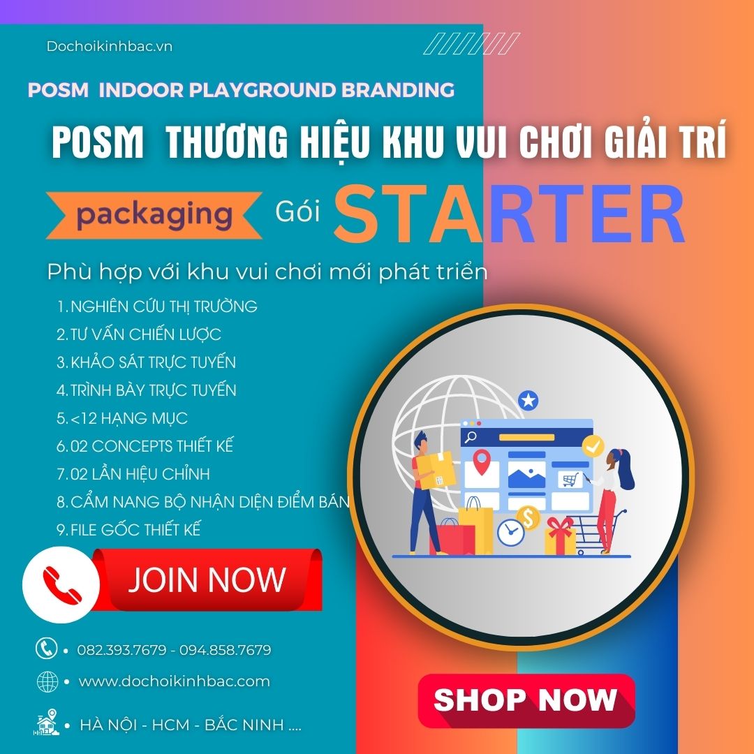 POSM Nhận diện thiết kế  điểm bán Gói - PRO POSM Phù hợp khu vui chơi vừa và chuyên nghiệp