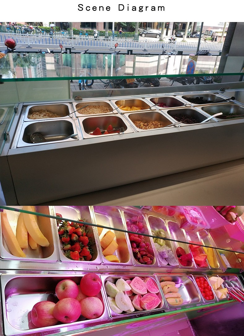 Quầy tủ lạnh trưng bày hoa quả tươi salad TLHQTKB Đồ chơi kinh bắc Chất lượng cho Khu vui chơi giải trí