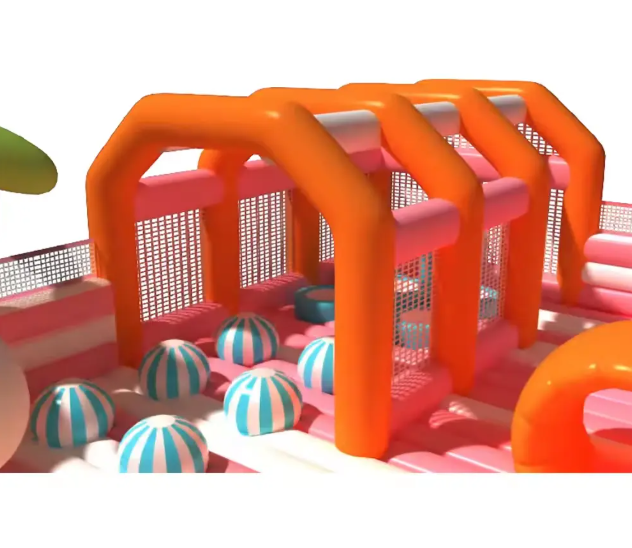 Nhà phao nhà hơi liên hoàn NPNHLHKB04 Dochoikinhbac - Khu trò chơi phao hơi vui nhộn