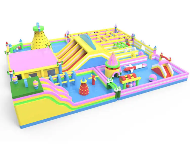 Nhà phao nhà hơi liên hoàn NPNHLHKB09 Dochoikinhbac - Khu trò chơi phao hơi vui nhộn