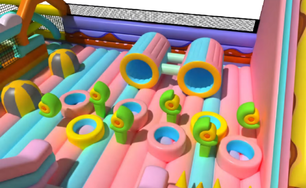 Nhà phao nhà hơi liên hoàn NPNHLHKB11 Dochoikinhbac - Khu trò chơi phao hơi vui nhộn