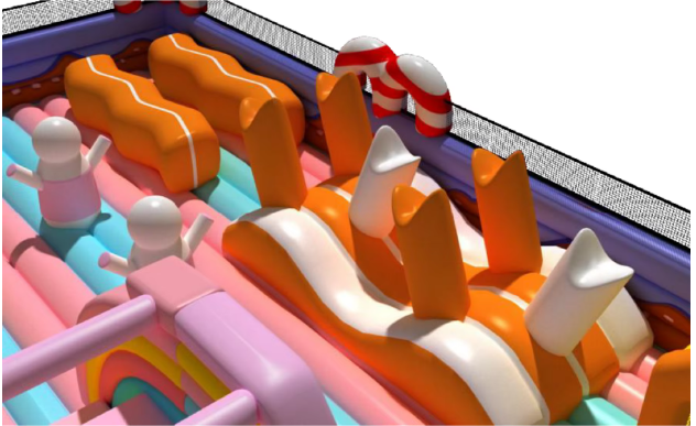 Nhà phao nhà hơi liên hoàn NPNHLHKB11 Dochoikinhbac - Khu trò chơi phao hơi vui nhộn