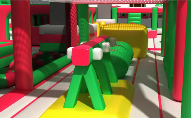 Nhà phao nhà hơi liên hoàn NPNHLHKB12 Dochoikinhbac - Khu trò chơi phao hơi vui nhộn