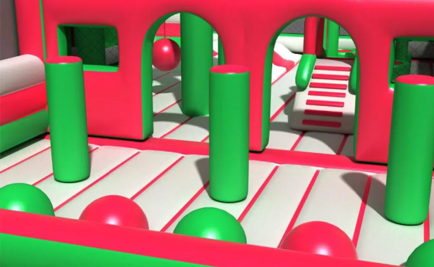 Nhà phao nhà hơi liên hoàn NPNHLHKB12 Dochoikinhbac - Khu trò chơi phao hơi vui nhộn