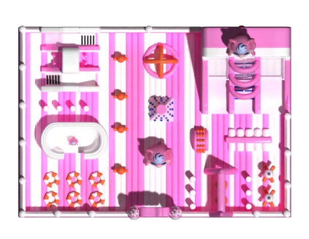 Nhà phao nhà hơi liên hoàn NPNHLHKB14 Dochoikinhbac - Khu trò chơi phao hơi vui nhộn