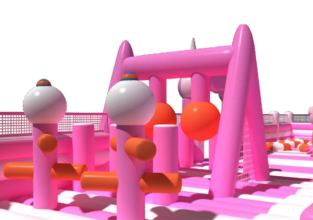 Nhà phao nhà hơi liên hoàn NPNHLHKB14 Dochoikinhbac - Khu trò chơi phao hơi vui nhộn