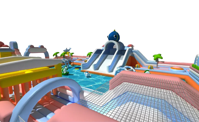 Nhà phao nhà hơi liên hoàn NPNHLHKB16 Dochoikinhbac - Khu trò chơi phao hơi vui nhộn