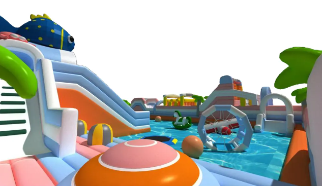 Nhà phao nhà hơi liên hoàn NPNHLHKB16 Dochoikinhbac - Khu trò chơi phao hơi vui nhộn