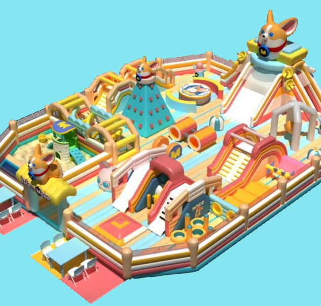 Nhà phao nhà hơi liên hoàn NPNHLHKB17 Dochoikinhbac - Khu trò chơi phao hơi vui nhộn