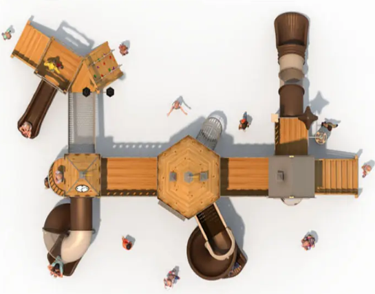 Cầu trượt liên hoàn gỗ LHGOKB20 Dochoikinhbac Giải trí siêu hấp dẫn từ khu vui chơi trẻ em