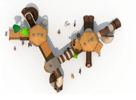 Cầu trượt liên hoàn gỗ LHGOKB21 Dochoikinhbac Giải trí siêu hấp dẫn từ khu vui chơi trẻ em