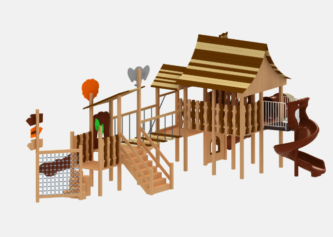 Cầu trượt liên hoàn gỗ LHGOKB26 Dochoikinhbac Giải trí siêu hấp dẫn từ khu vui chơi trẻ em