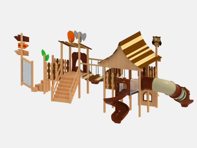 Cầu trượt liên hoàn gỗ LHGOKB26 Dochoikinhbac Giải trí siêu hấp dẫn từ khu vui chơi trẻ em