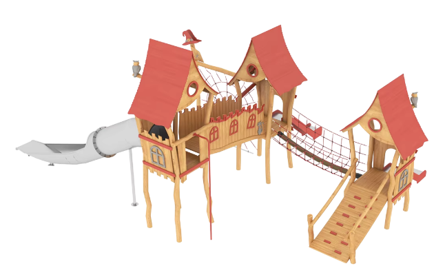 Cầu trượt liên hoàn gỗ LHGOKB27 Dochoikinhbac Giải trí siêu hấp dẫn từ khu vui chơi trẻ em