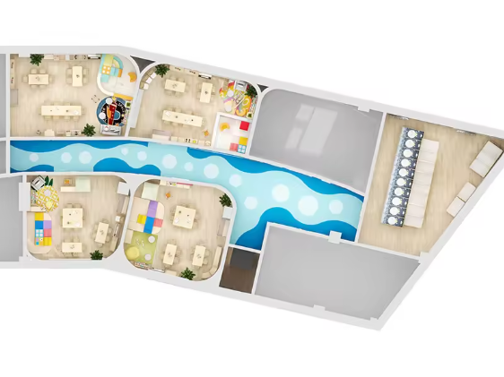 Thiết Kế 3D Nội Thất Mầm Non TKMNKB05 Dochoikinhbac
