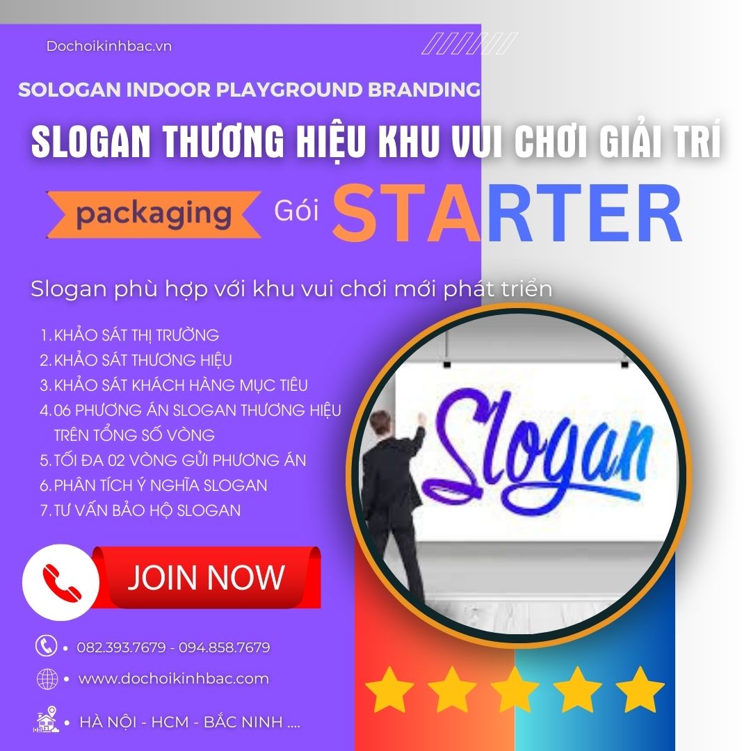 Slogan Ý nghĩa cho khu vui chơi gói PRO - SLOGAN - Phù hợp khu vui chơi chơi vừa, thương hiệu lớn