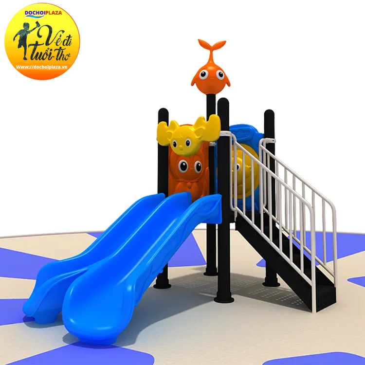 Cầu trượt ngoài trời hình con cá CTMNKB09 - Sân chơi giải trí ngoài trời siêu hấp dẫn & vui nhộn cho bé