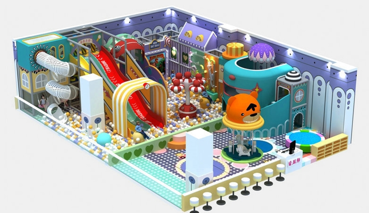 Đầu tư khu vui chơi KVCTE13145- Nhà bóng liên hoàn cầu trượt giải trí trong nhà - Indoor PlayGround