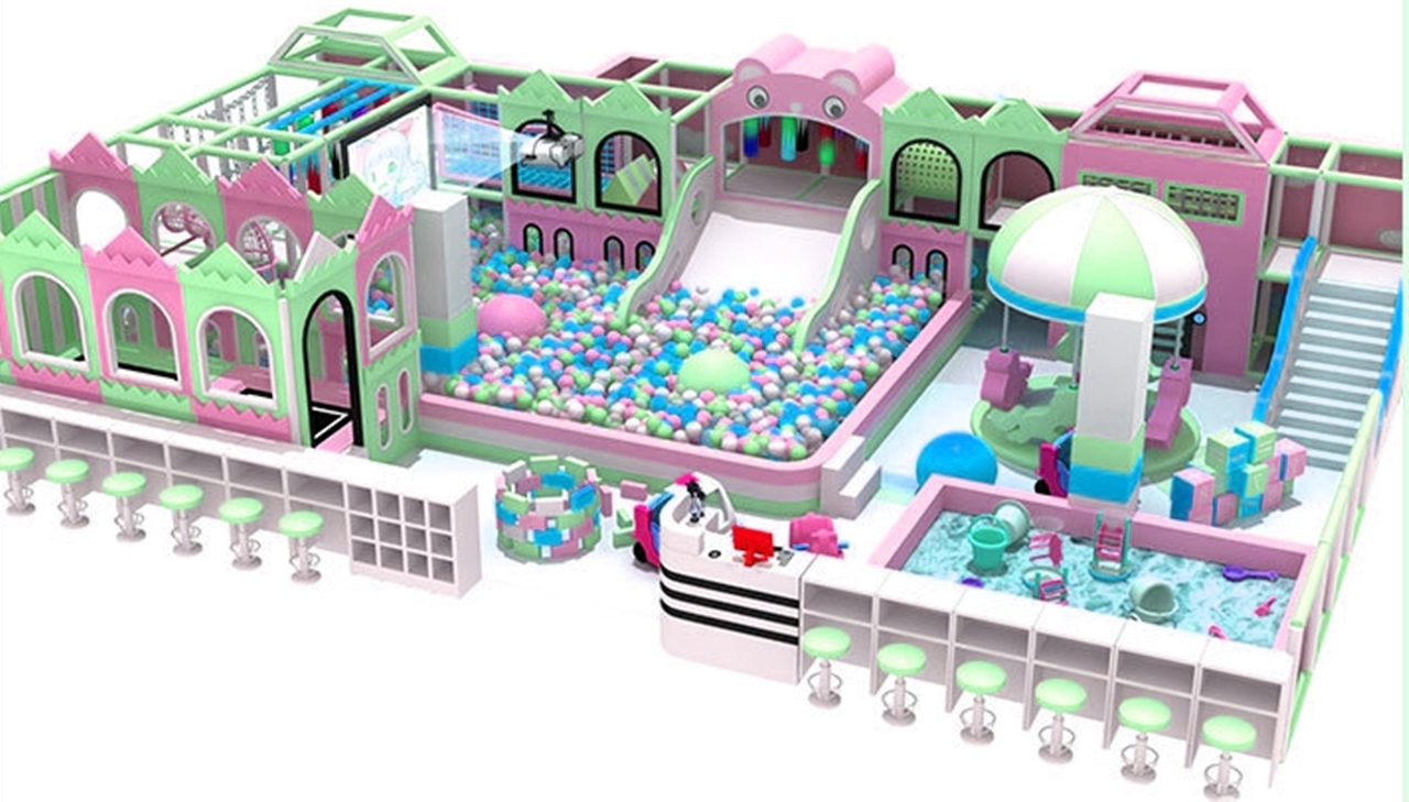 Đầu tư khu vui chơi KVCTE13144- Nhà bóng liên hoàn cầu trượt giải trí trong nhà - Indoor PlayGround