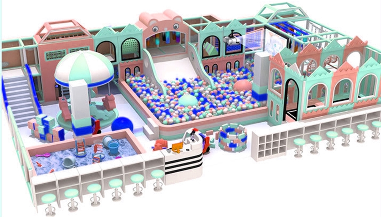 Đầu tư khu vui chơi KVCTE13144- Nhà bóng liên hoàn cầu trượt giải trí trong nhà - Indoor PlayGround