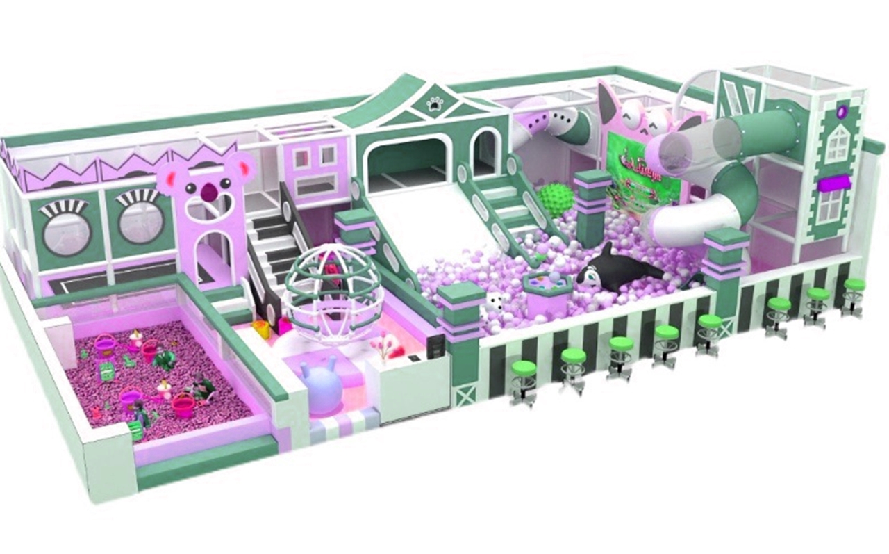 Thiết kế 3D KVCTE13105- Khu vui chơi liên hoàn cầu trượt nhà bóng - Indoor PlayGround